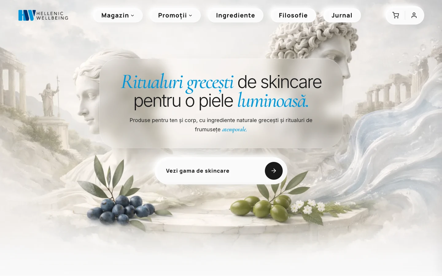 Hellenic Wellbeing — A warmer identity and an online shop for a Greek skincare brand.